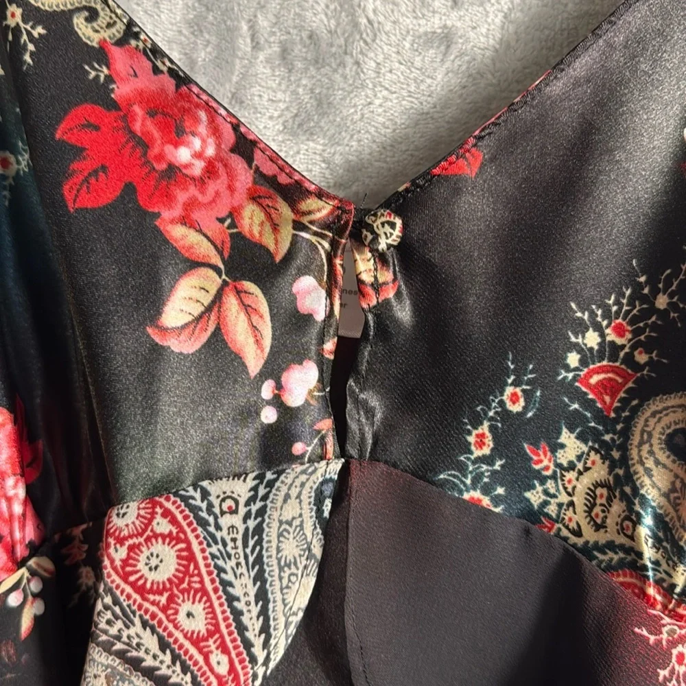 slip nightgown dress matching robe floral black size 10/12 m Y2K romantic nighty